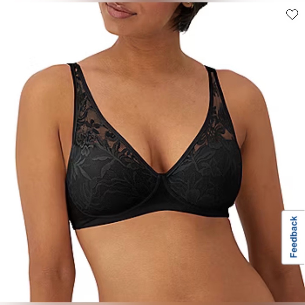 Bali 2X “Breathe” Modal No Wire , Black Floral Lace and cotton Women's Bra